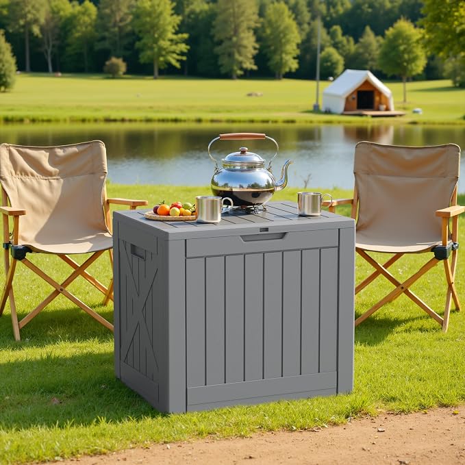 Patiowell 43 Gallon Resin Deck Box, Outdoor Storage Box - Image 6