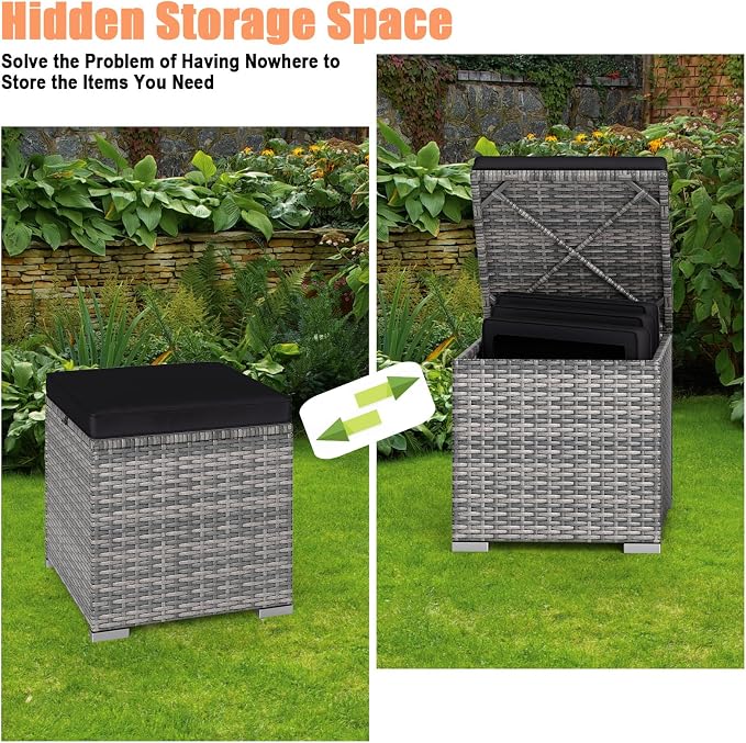 RELAX4LIFE Wicker Outdoor Storage Ottoman - Image 4