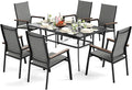 Sophia & William Outdoor Dining Set 7 Pieces, 6 x Aluminum Stackable Chair by SophiaWilliam