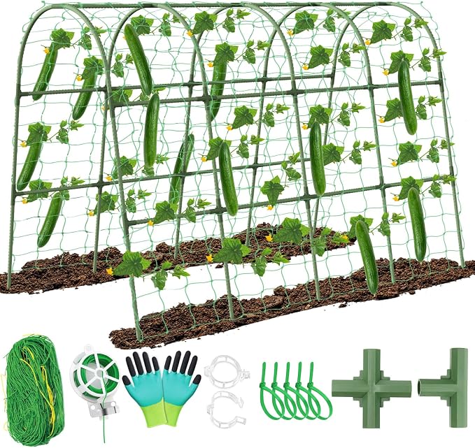Cucumber Trellis for Raised Bed, Large Size Garden Arch Trellis for Climbing by tetutor