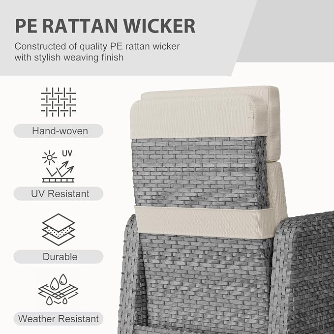 Restland Outdoor Recliner with Independent Adjustable Back & Footrest Wicker - Image 5