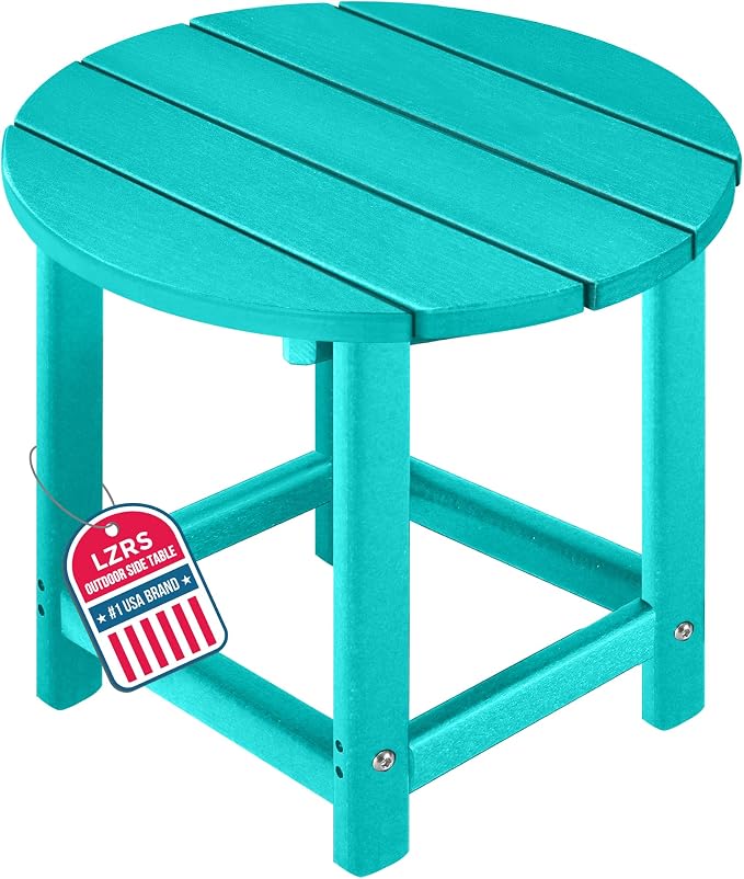 LZRS Round Adirondack Patio Side Table End Table, Outdoor Side Tables by LZRSPET