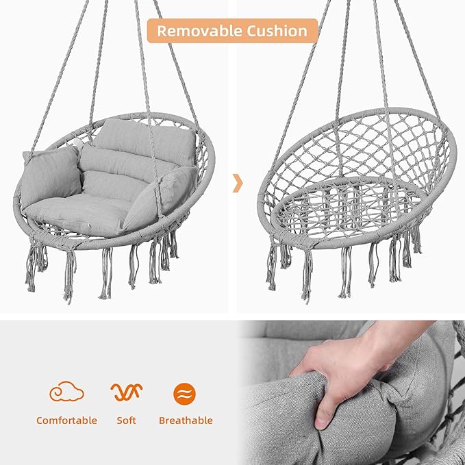 Goutime Hammock Chair, Macrame Hanging Swing Chairs - Image 6