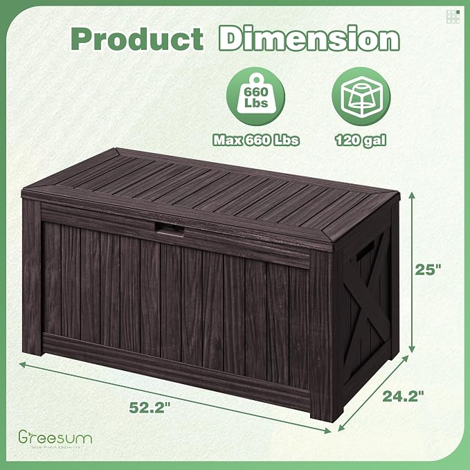 Greesum Outdoor Storage Box 120 Gallon Storage Bin - Image 4
