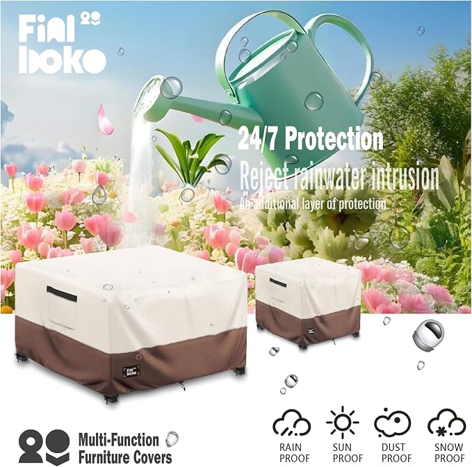 Patio Ottoman Cover, 100% Waterproof 600D Heavy Duty Outdoor Table Cover - Image 5