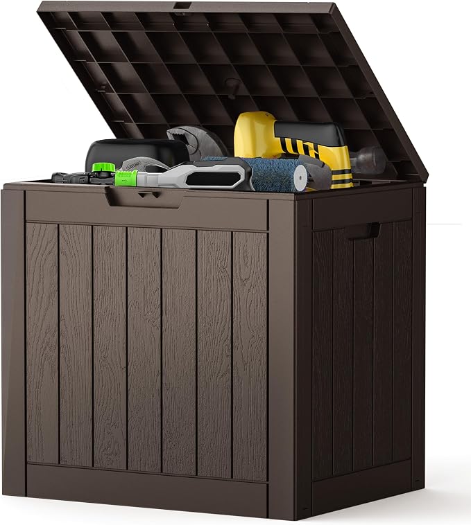 NEWBULIG 31 Gallon Deck Box, Weatherproof Resin Lockable Outdoor Storage by NEWBULIG