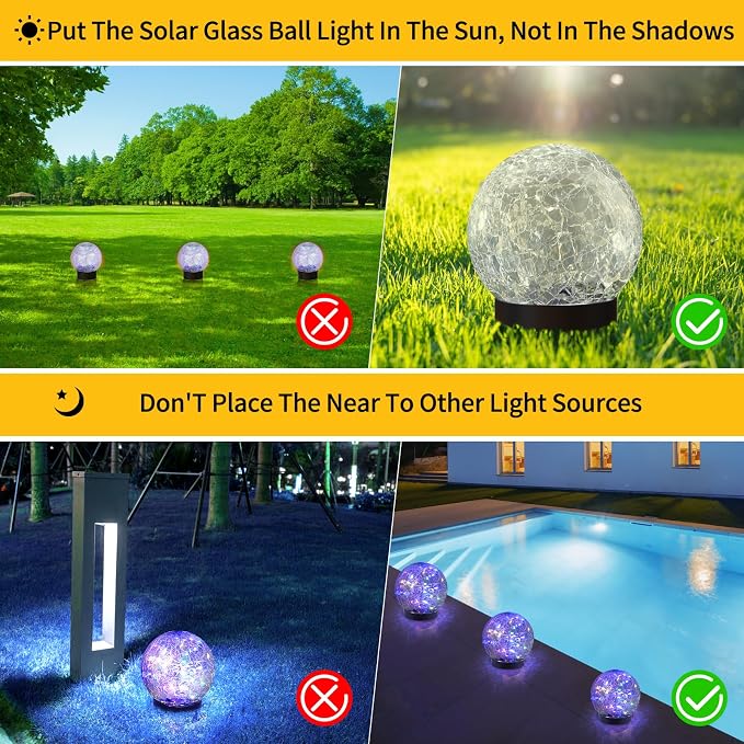 Solar Globe Lights Outdoor Waterproof-Solar Balls - Image 2