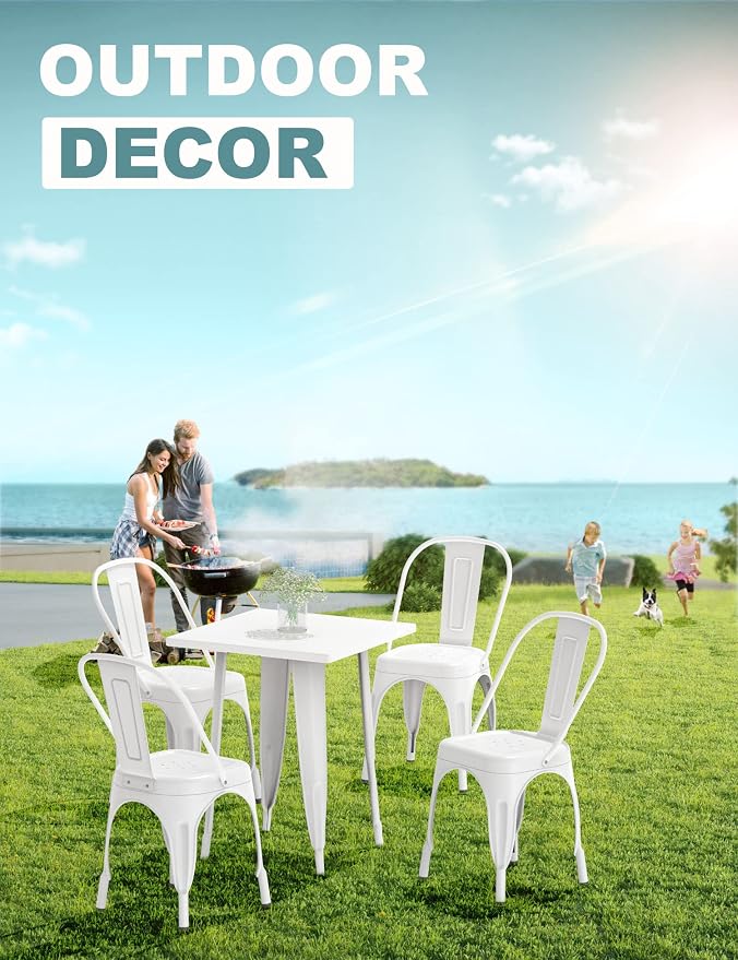 Nazhura Metal Dining Chair Farmhouse Tolix Style - Image 7