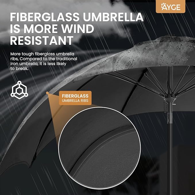 Ayge 9FT Large Outdoor Patio Umbrella Market Table Umbrella-UV Resistant - Image 2