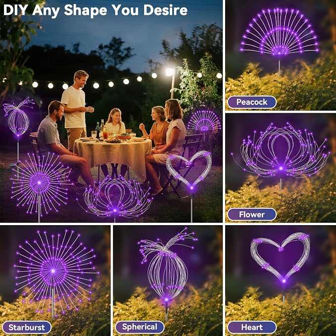 Garden Outdoor Lights, 2 Pack 120 LED Solar Garden Lights Fairy Lights Outdoor - Image 4