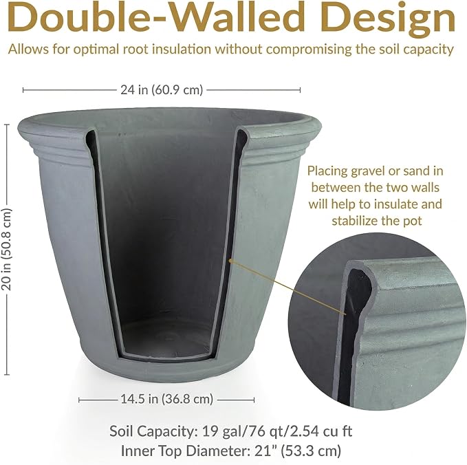 Sunnydaze 24-Inch Anjelica Large Plastic Pot - Image 6