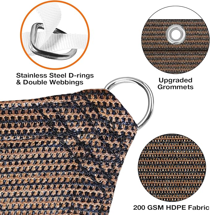 Artpuch Sun Shade Cloth with Grommets & D-Rings, 90% UV Protection Shade Cover - Image 2