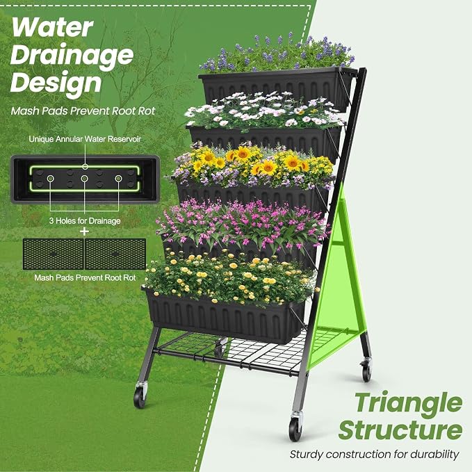 SEJOV 5-Tier Raised Garden Bed, 4FT Vertical Garden Planter - Image 6