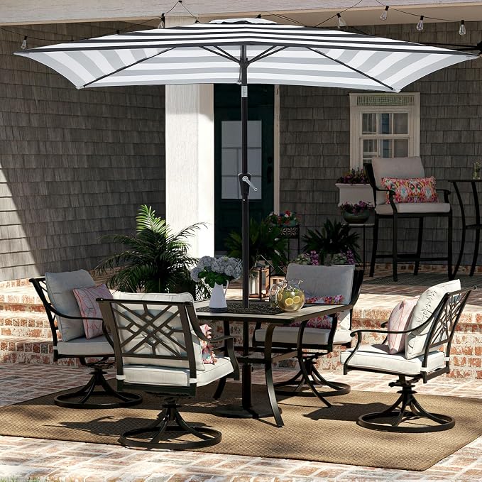 JEAREY 6.5x10 ft Rectangular Patio Umbrellas Rectangle Outdoor Umbrella - Image 4