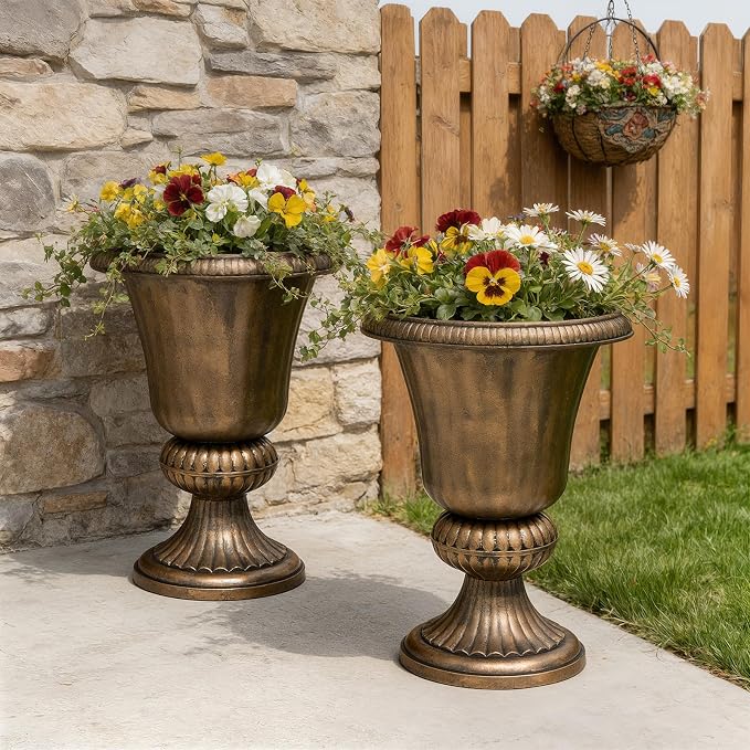Athena Collection 20''H Bronze Garden Plastic Urn - Image 2