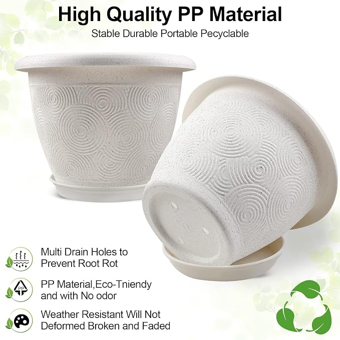 6 Inch Flower Pots Planters for Indoor Outdoor Plants, 6 Pack Plastic Small - Image 4