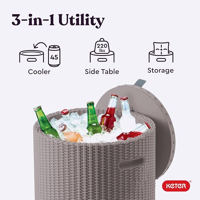 Keter Cool Side Table Cooler 3 in 1 Outdoor Patio Table and Ice Chest Storage - Image 8