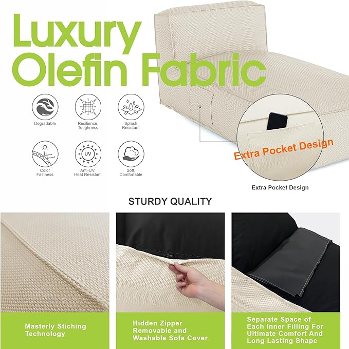 Outdoor Bean Bed Chair Sun Lounger, Outdoor Couch Sofa - Image 3