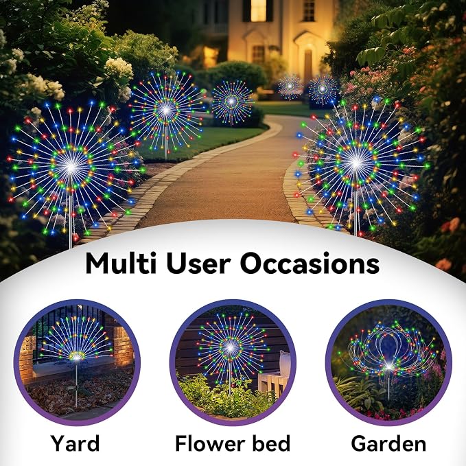 Garden Outdoor Lights, 2 Pack 120 LED Solar Garden Lights Fairy Lights Outdoor - Image 5