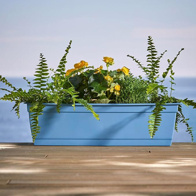 Bloem Dayton 24" Ocean Blue Recycled Plastic Rectangle Window Box Planter - Image 8