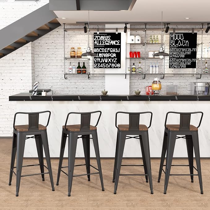 Yongchuang 26" Metal Bar Stools Set of 4 Counter Height Barstools - Image 8