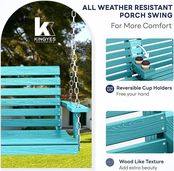 KINGYES Outdoor Hanging Patio Swing Set, 2 Seat Swing Chair - Image 2