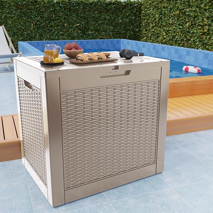 EasyUp 31 Gallon Outdoor Storage Box, Resin Waterproof UV-Resistant Deck Box - Image 5