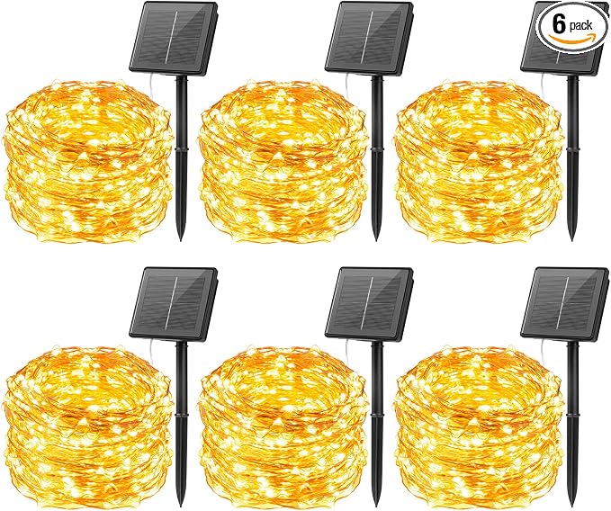 Brightown Outdoor Solar String Lights, 6 Pack 33Feet 100 Led Solar Powered by Brightown