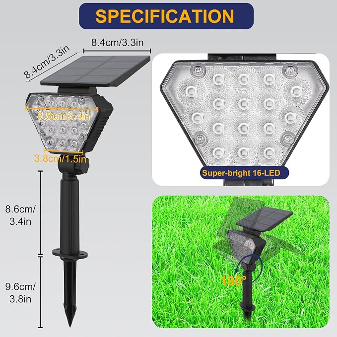 T-SUN Solar Lights Outdoor Waterproof IP65, 12 Pack LED Solar Spot Lights Color - Image 6