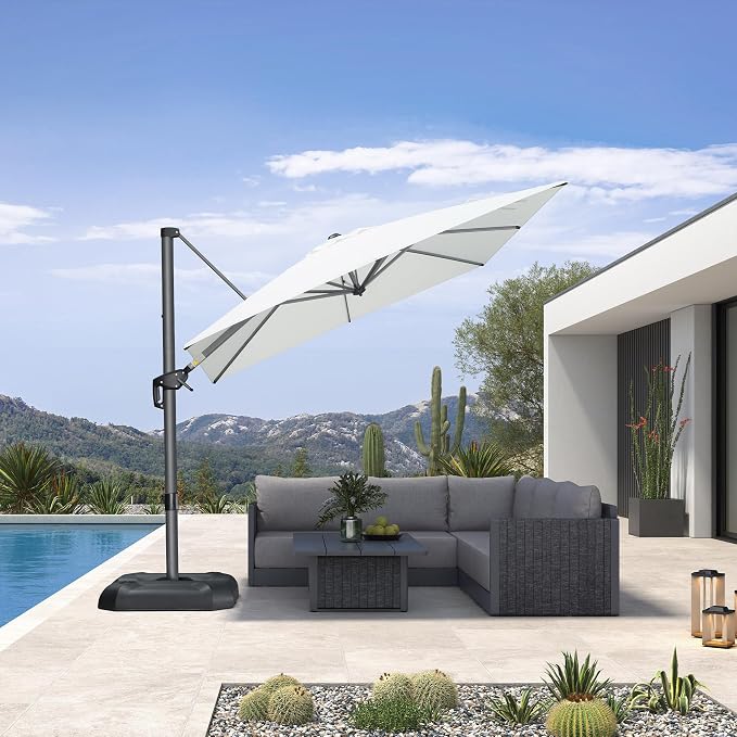 PURPLE LEAF 8 Feet Patio Umbrella Outdoor Cantilever Square Umbrella Aluminum - Image 2