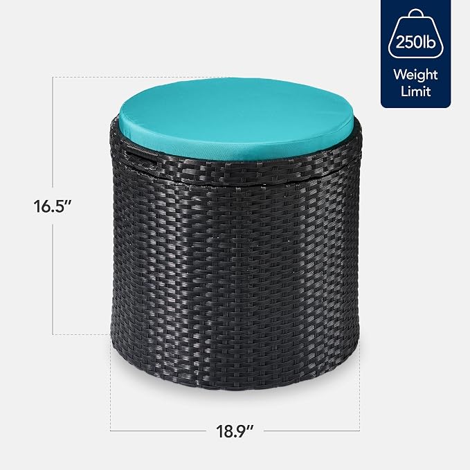 Best Choice Products Round Wicker Ottoman, Additional Seating, Side Table - Image 2