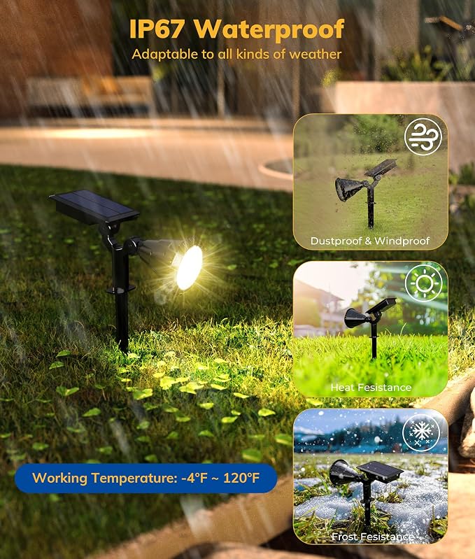 Solar Spot Lights for Outside, 21 LED Outdoor Solar Lights for Yard, 4 Pack - Image 3