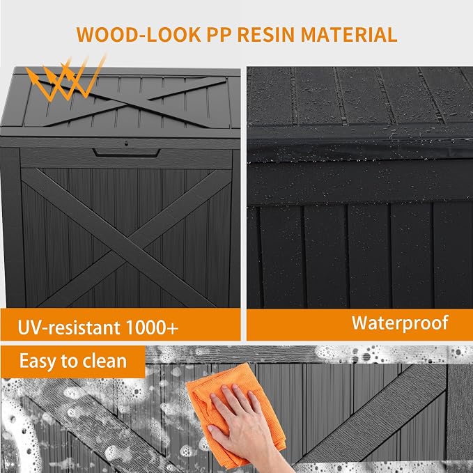 32 Gallon Outdoor Deck Box, Lockable Waterproof Outdoor Storage Boxes - Image 5