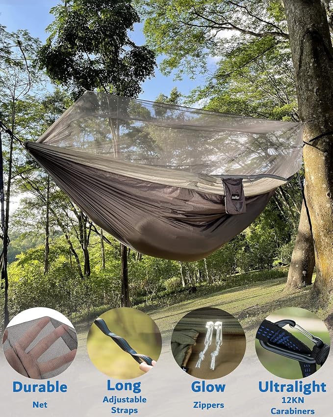 Sunyear Camping Hammock, Portable Single & Double Hammock - Image 4