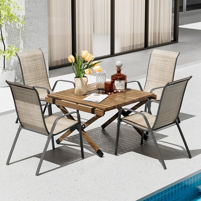 TLSUNNY Patio Chairs, Stackable Textilene Outdoor Dining Furniture - Image 2