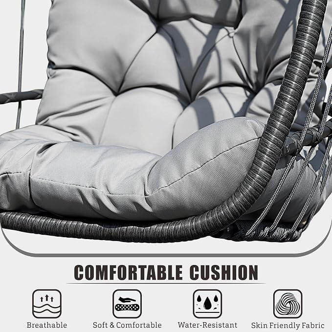 FREDEES Egg Swing Chair with Stand, Outdoor Hanging Egg Chair with Cushion - Image 6