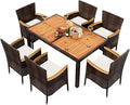 Shintenchi 7 Piece Patio Dining Set, Wicker Patio Conversation Set by Shintenchi