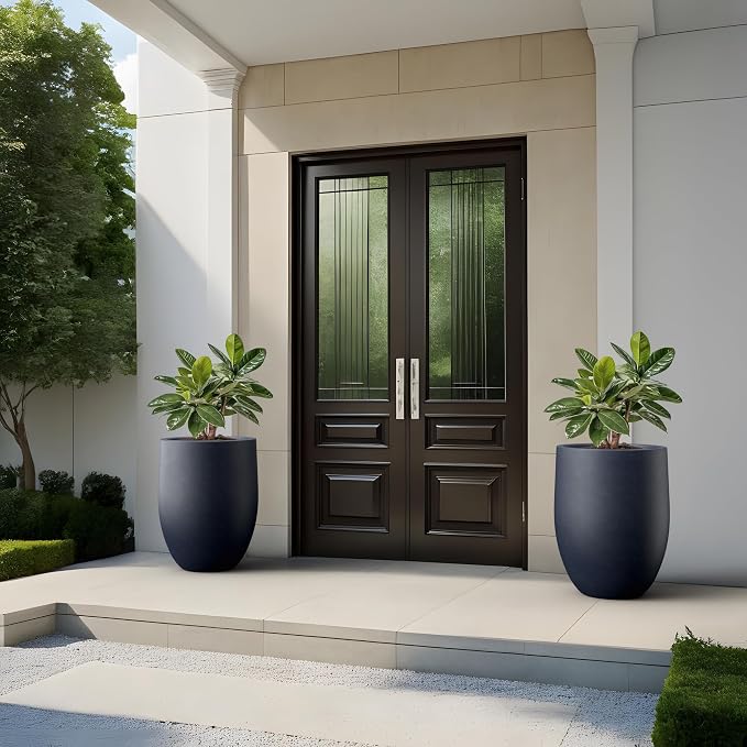 Kante Tall Concrete Planter, 21.7-Inch Height Charcoal Large Indoor Outdoor - Image 4