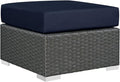 Modway Sojourn Wicker Rattan Outdoor Patio Sunbrella Fabric Ottoman in Canvas by Modway