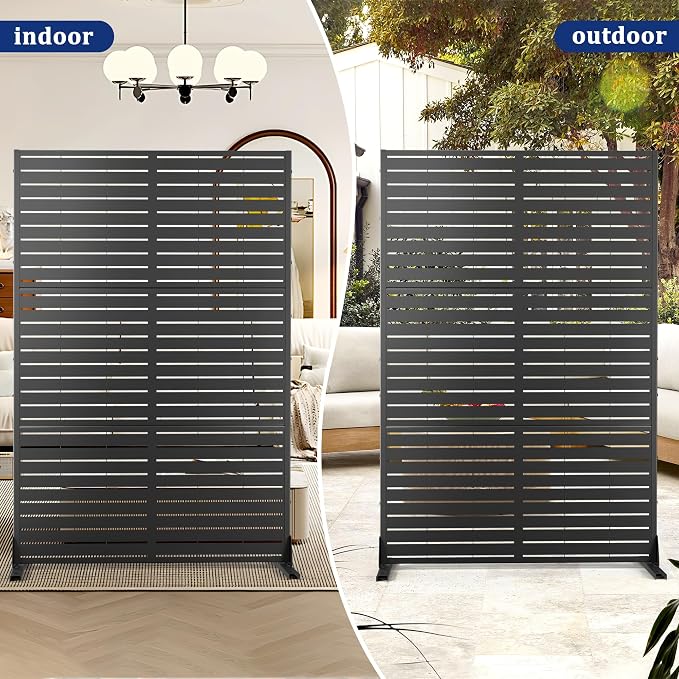 Metal Privacy Screen with Stand 72" H×47" W Outdoor Freestanding Privacy Screen - Image 6