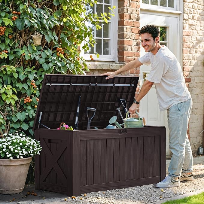 Greesum 120 Gallon Deck Box, Resin Outdoor Storage Container - Image 2