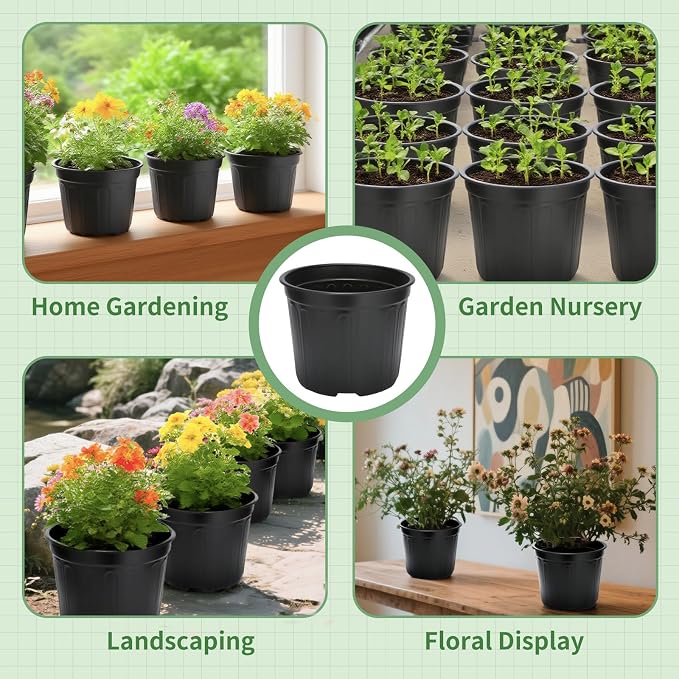 40 Pack 3 Gallon Nursery Plant Pots, 10 Inch Plastic Garden Flower Seedling - Image 7