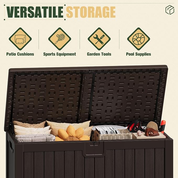 JUMMICO 250 Gallon Outdoor Resin Deck Box - Image 3