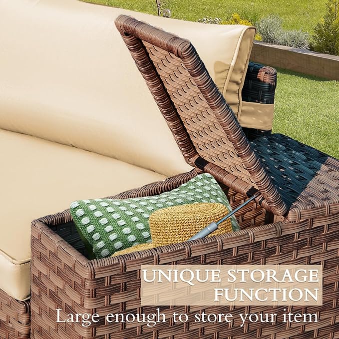 ECOTOUGE 7 Piece Patio Furniture Sets, Half-Moon Circle Conversation Set - Image 2