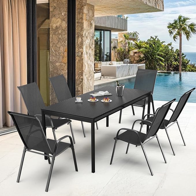 VINGLI Patio Chairs Set of 2 – Stackable Outdoor Dining Chairs - Image 9