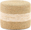 Handwoven Seagrass Ottoman Pouf, Round Outdoor Footstool by LGENHOOMHandwovenNaturalWaterHyacinthBasket