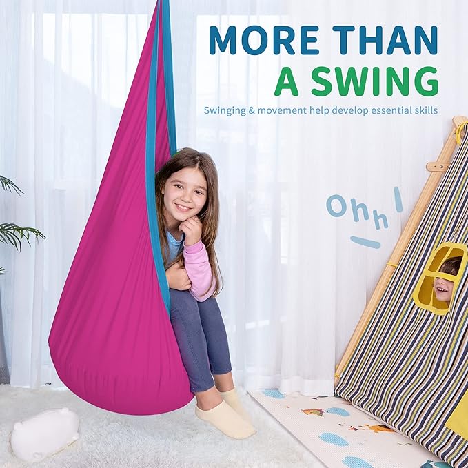OUTREE Kids Pod Swing Seat, Cotton Child Hammock Swing Chair, Sensory Swing - Image 5
