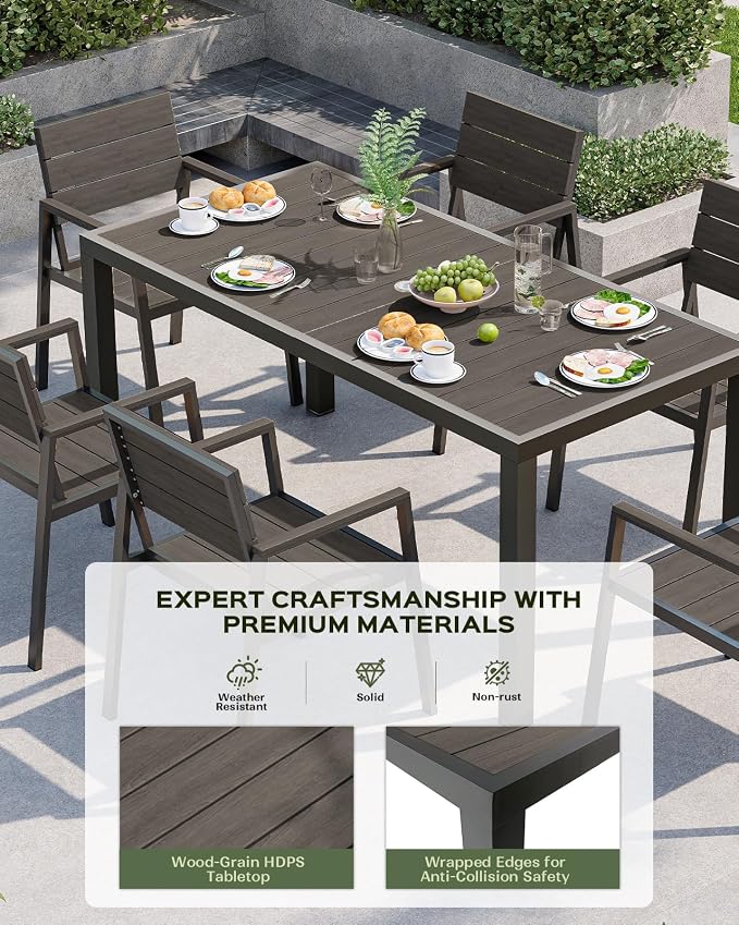 Outdoor Dining Chairs Set of 2, HDPS + Aluminum Patio Dining Chairs - Image 2