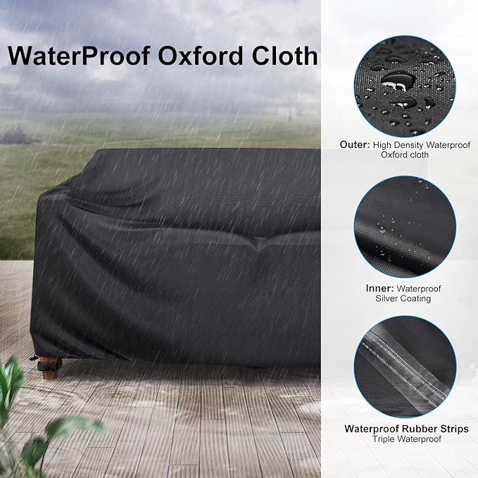 Heavy Duty Patio Sofa Cover Waterproof, Mrrihand 3-Seater Outdoor Sofa Loveseat - Image 6