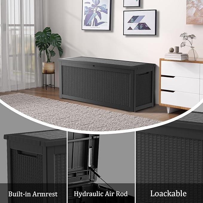 TARKARI 320 Gallon Lockable Resin Deck Box, Waterproof & UV-Resistant Outdoor - Image 6